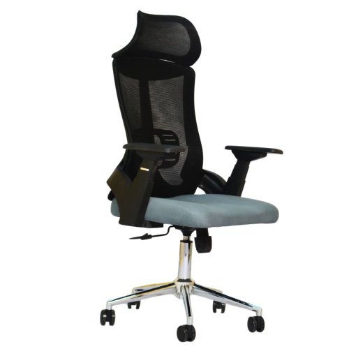Executive Office Chair (FT-HJ053A) Black and (Gray Fabric)