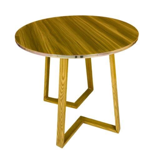 Modern Wooden Round Side Table with Geometric Base