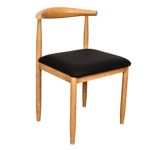 Wooden Grain Metal Chair in Natural Finish with Black Vinyl Seat (FT-WMC01)